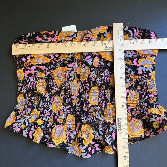 Free People Women's Black Floral Crop-top OB1213368 large - Picture 9 of 9